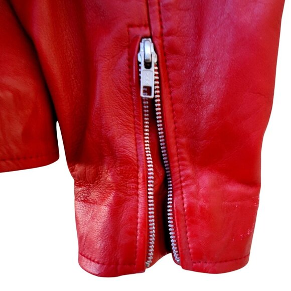 Red Leather Motorcycle Jacket Mens XL NWOT LLD Original Fonzy London Leathers - Picture 9 of 15